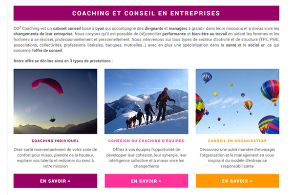 Site web coaching et conseil en entreprises