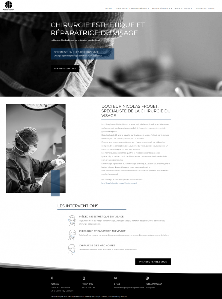 Création de site web pour la chirurgie esthétique et réparatrice du visage à Lyon