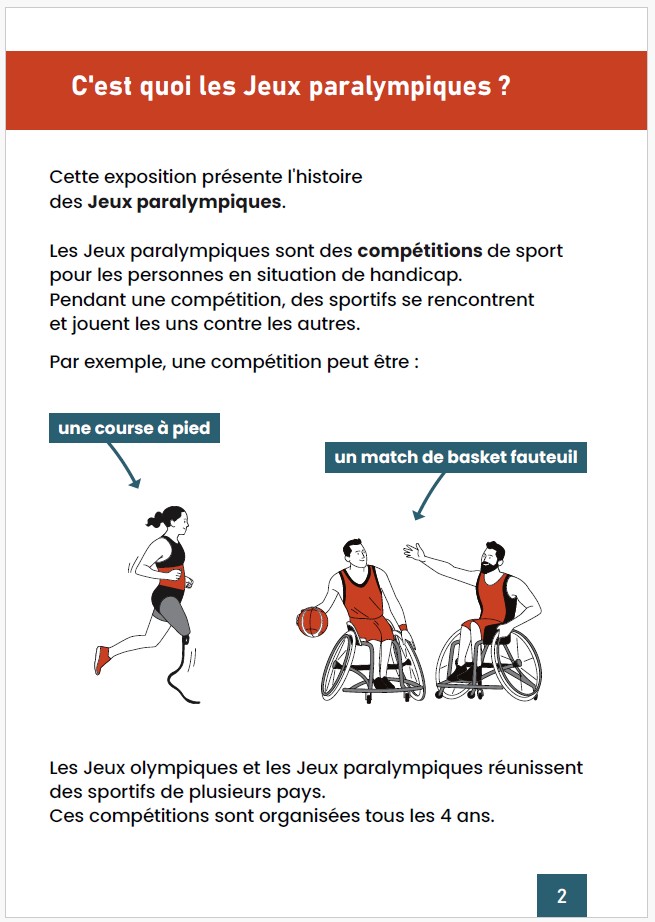 Extrait du livret de visite simplifié du Panthéon pour l'exposition temporaire "Histoires paralympiques"